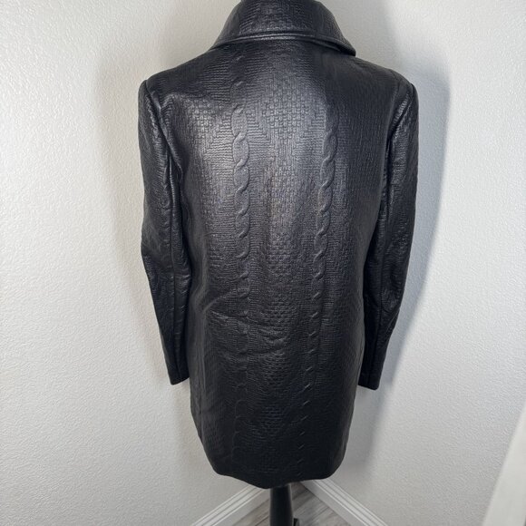 Guess Womens Black Textured Faux Leather Coat Size‎ M - Picture 3 of 10